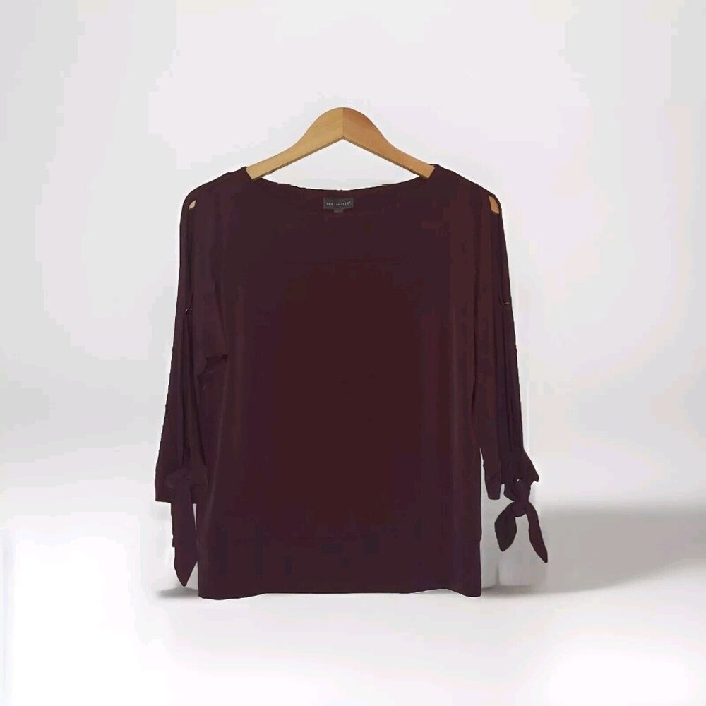The Limited Slit Sleeve Blouse Women's Size Medium Wine Tasting Burgundy Red Top